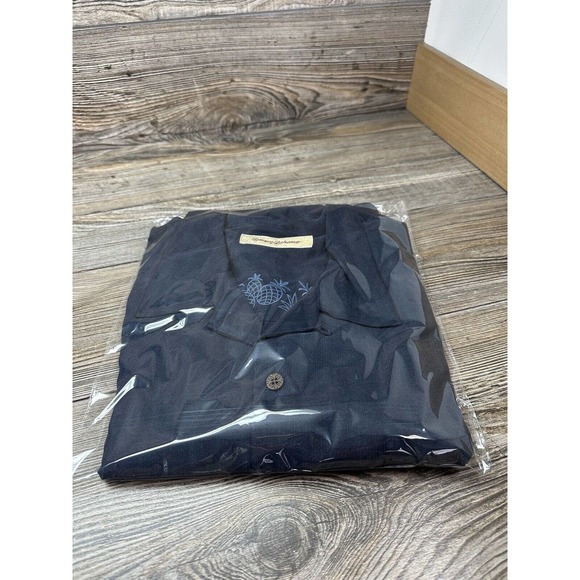 Tommy Bahama Hawaiian Shirt Mens XL Camp Relax 100% Silk Short Sleeve Navy - Picture 10 of 10